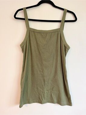 Old Navy Olive Ribbed Square Neck Tank Top